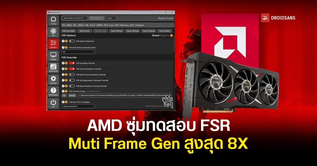 AMD ซุ่มทดสอบเทคโนโลยี FSR Multi Frame Generation ปรับระดับได้สูงสุดถึง 8X